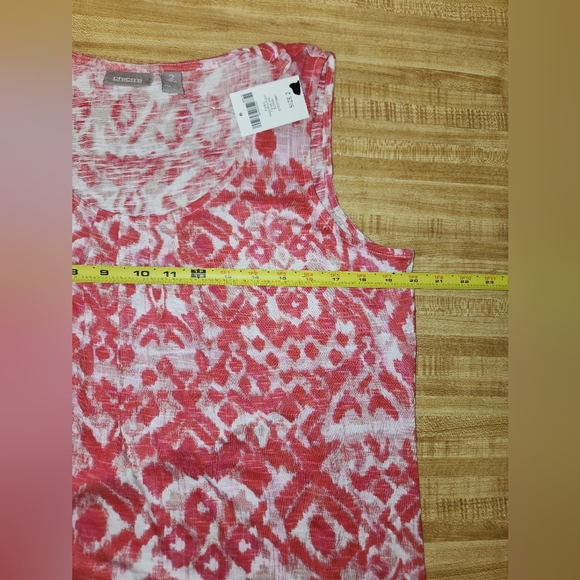 CHICO’S Ikat Pleated Tank Top, size 2 - Picture 6 of 8